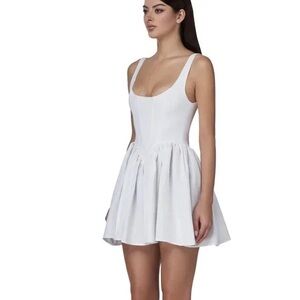 Adeirlina Dahlia White Scoop Neck Mini Dress